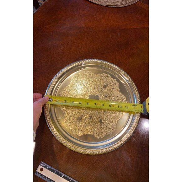 Vintage Kensington Hammered Gold aluminum 13" Serving platter/Tray - Picture 6 of 7